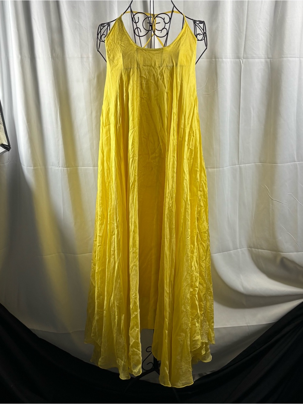 Bright Yellow Spaghetti-Strap Maxi Dress